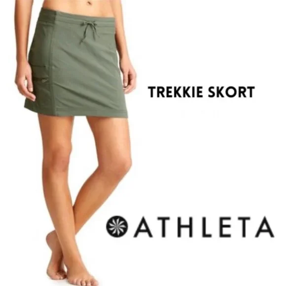 Athleta Trekkie Skort Skirt Womens Size 6 Green Cargo Outdoors Hiking Athleisure